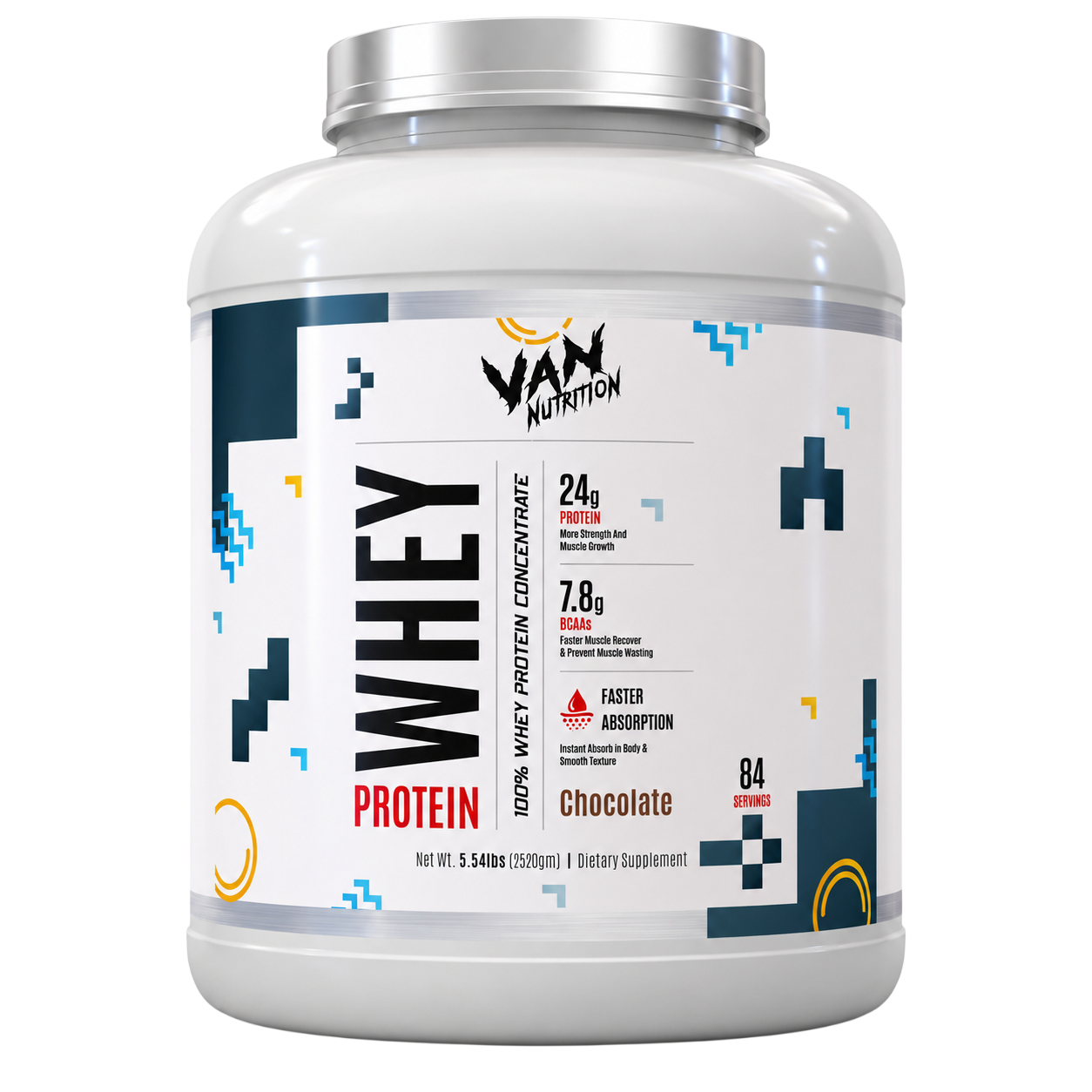 VAN Nutrition Whey Protein Chocolate 2.52kg – 84 Servings